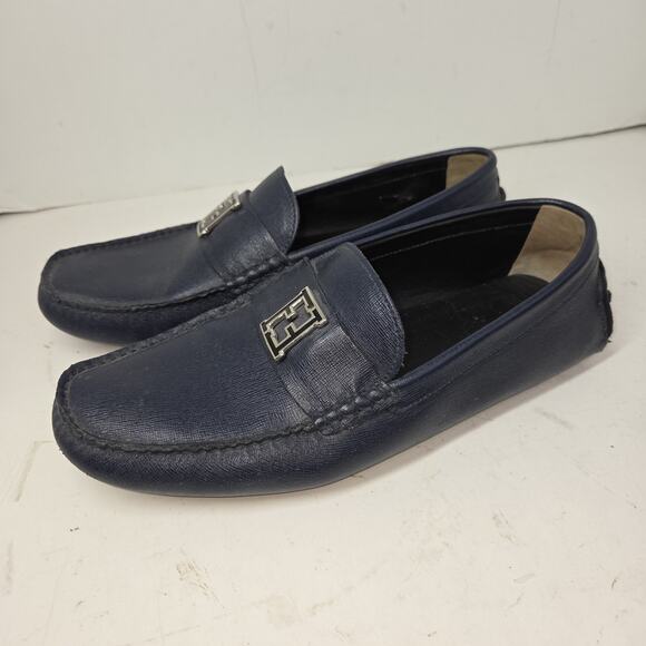 Fendi Mens Sz 8 Leather Loafers Moccasins Elite Cobalt Blue Designer Shoes Shoe main image 7